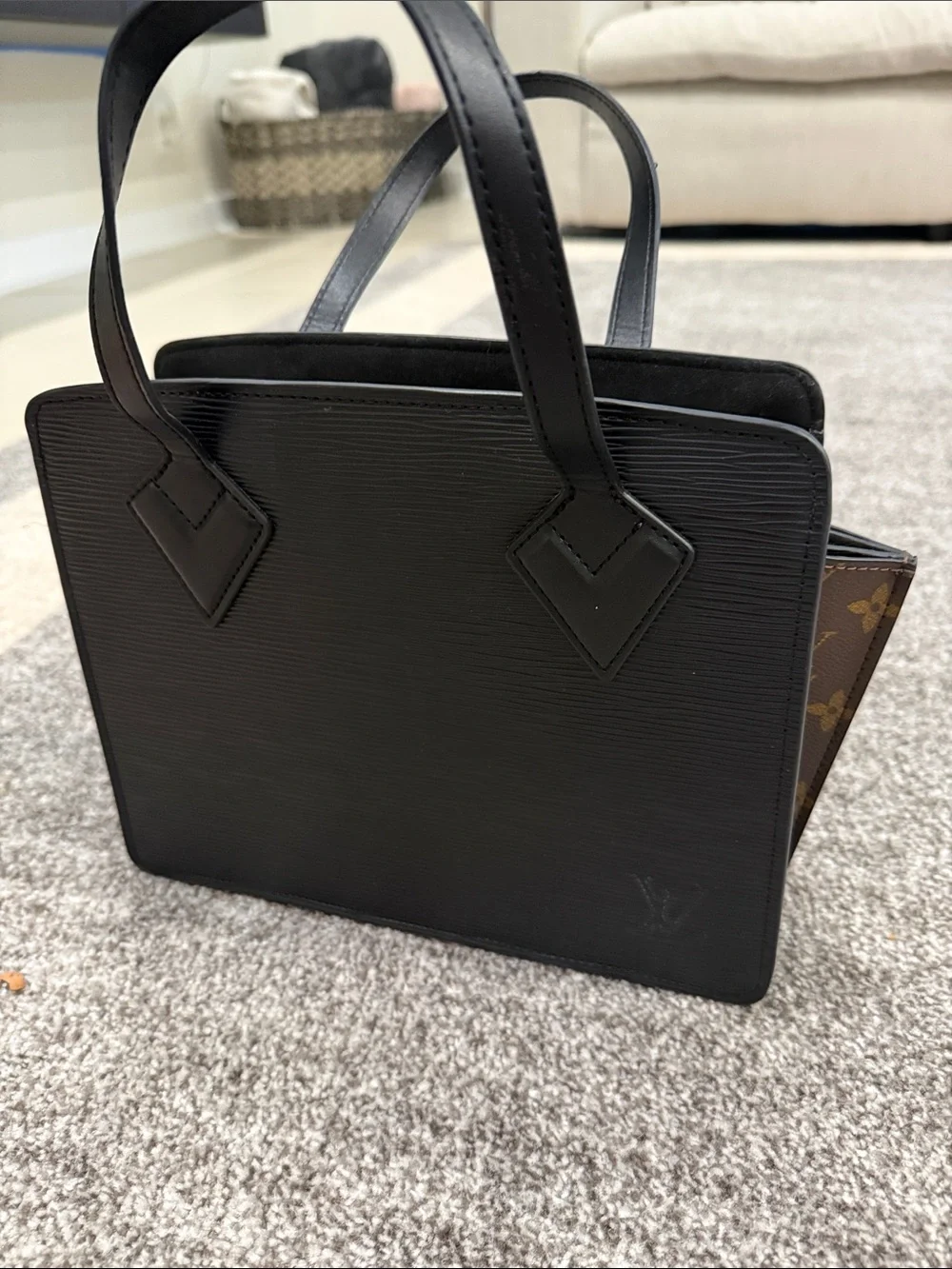 Black Structured Leather Tote Bag
